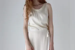 90s Pure Silk Sleeveless Tank Top in Ivory Satin