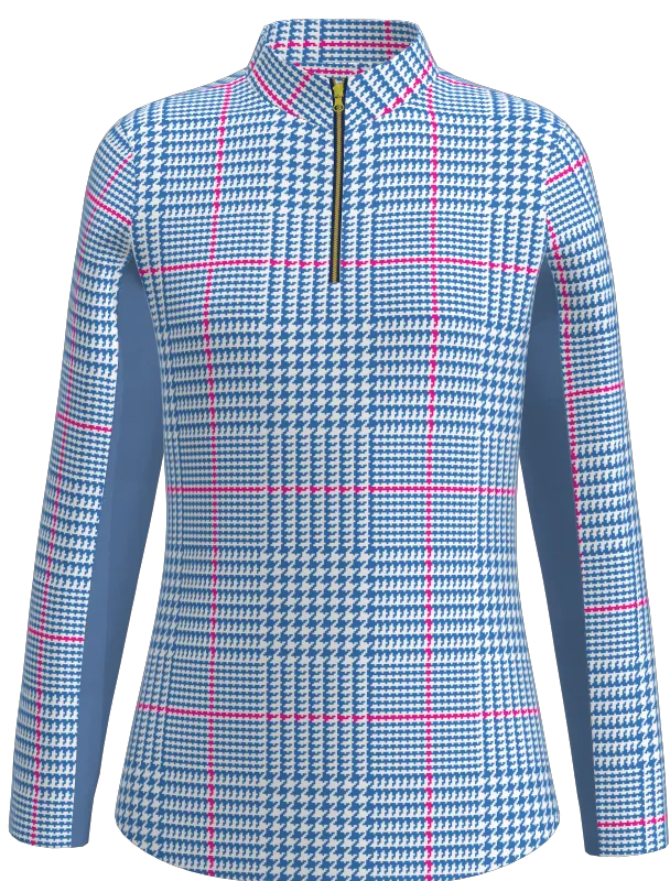 AB SPORT Women's Glen Plaid Print Long Sleeve Sun Shirt LS01-GPLDCFHP