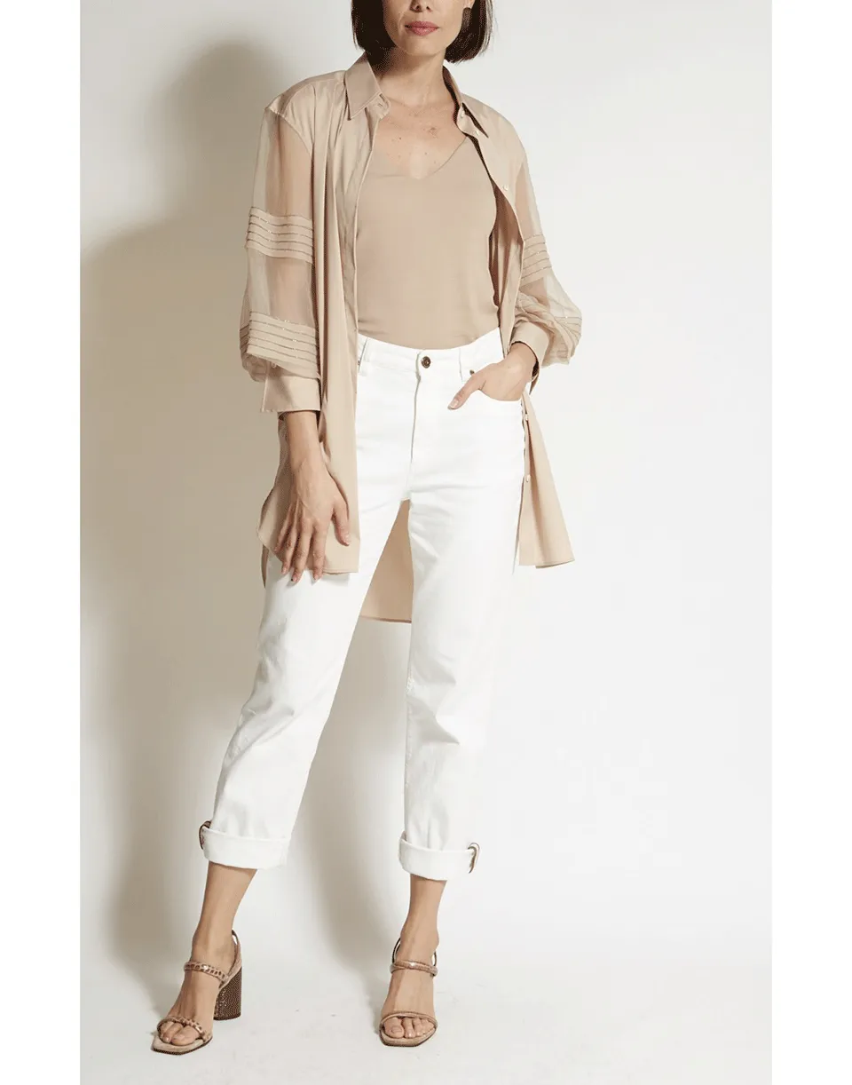 Almond Double Monili Strap Jersey Cami