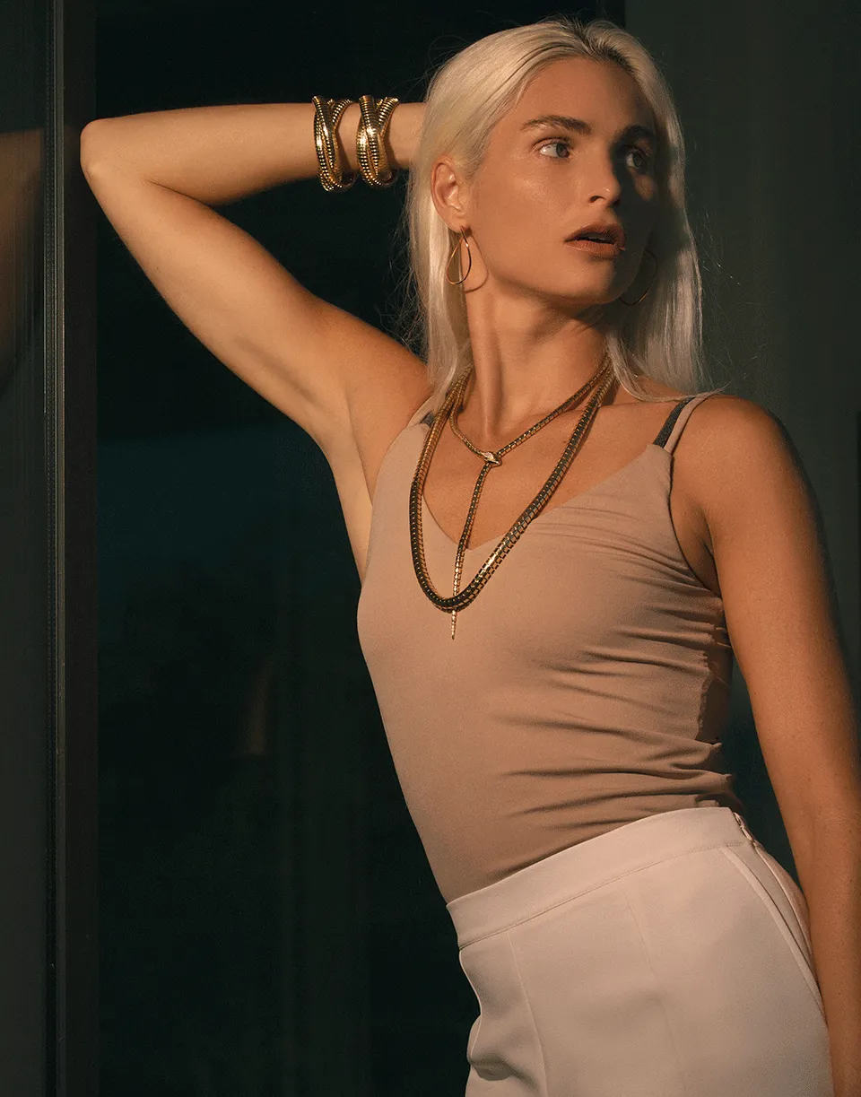 Almond Double Monili Strap Jersey Cami