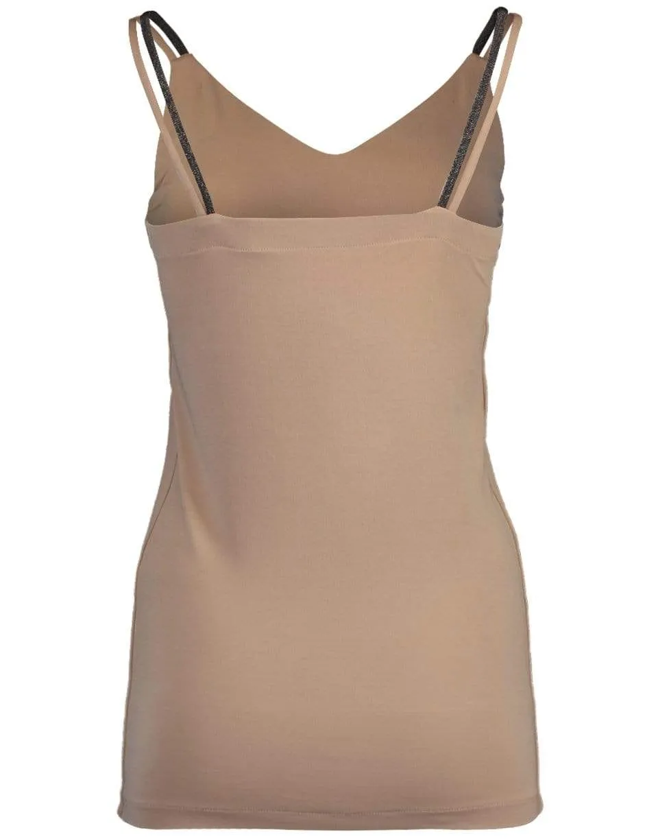 Almond Double Monili Strap Jersey Cami