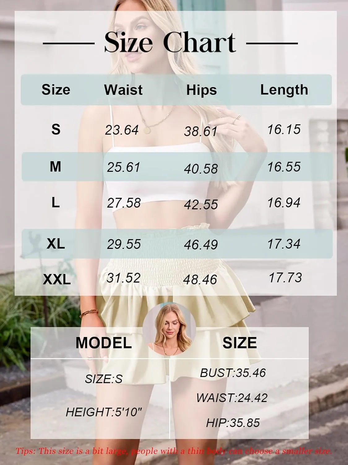 ANRILITA Mini Skirts for Women High Waist Ruffle Cute Flowy Skirt Casual Layered Skort with Shorts