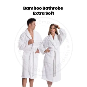Bamboo Bathrobe Extra Soft 60�mboo 40%Cotton White 2/ Pack