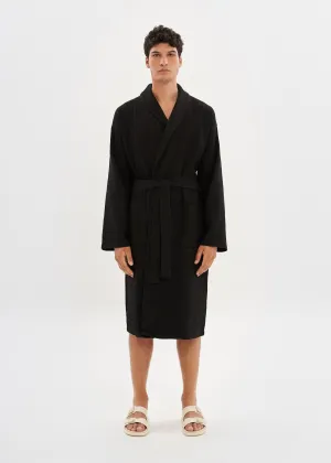 Black Waffle Unisex Relaxed Fit Bathrobe - House Babylon