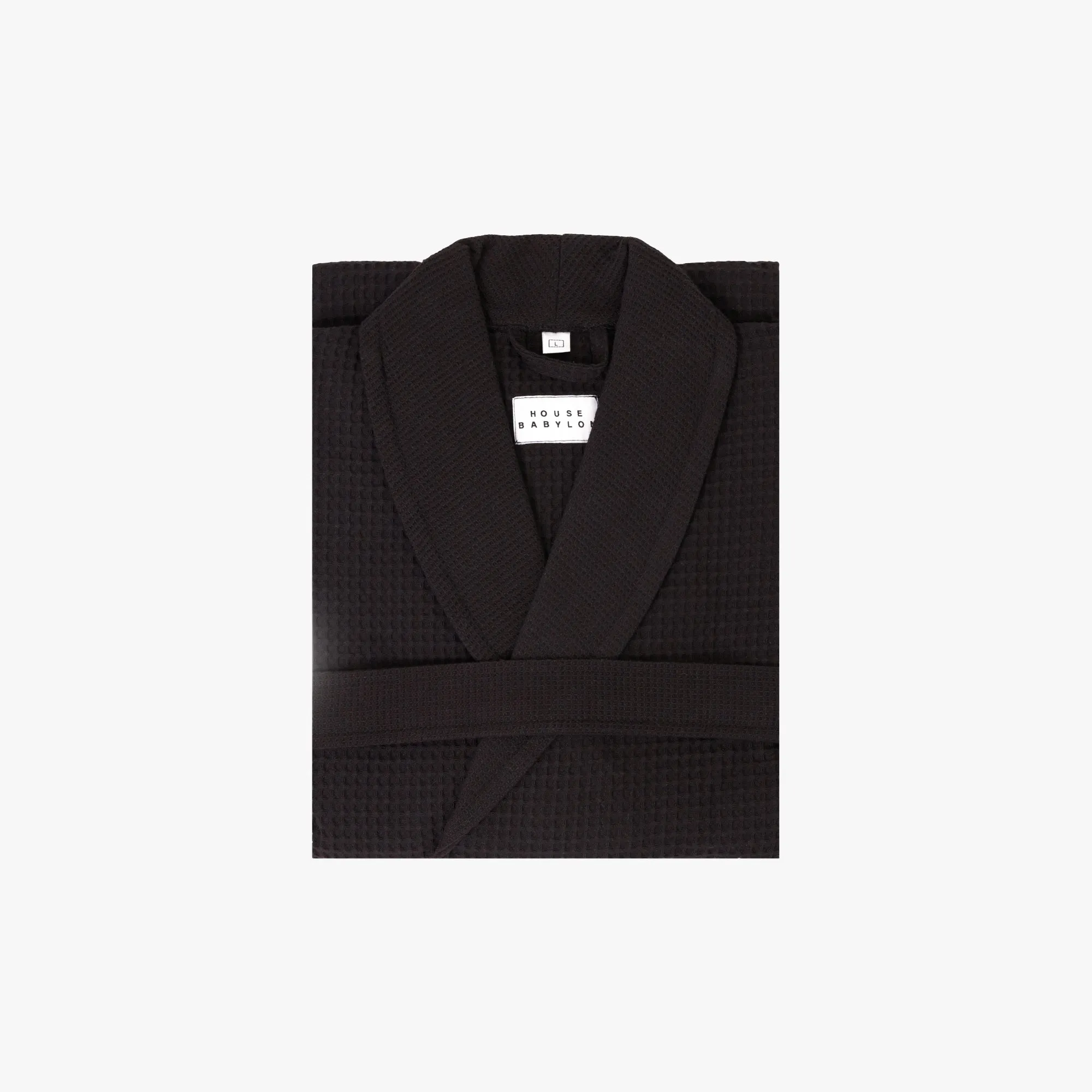Black Waffle Unisex Relaxed Fit Bathrobe - House Babylon