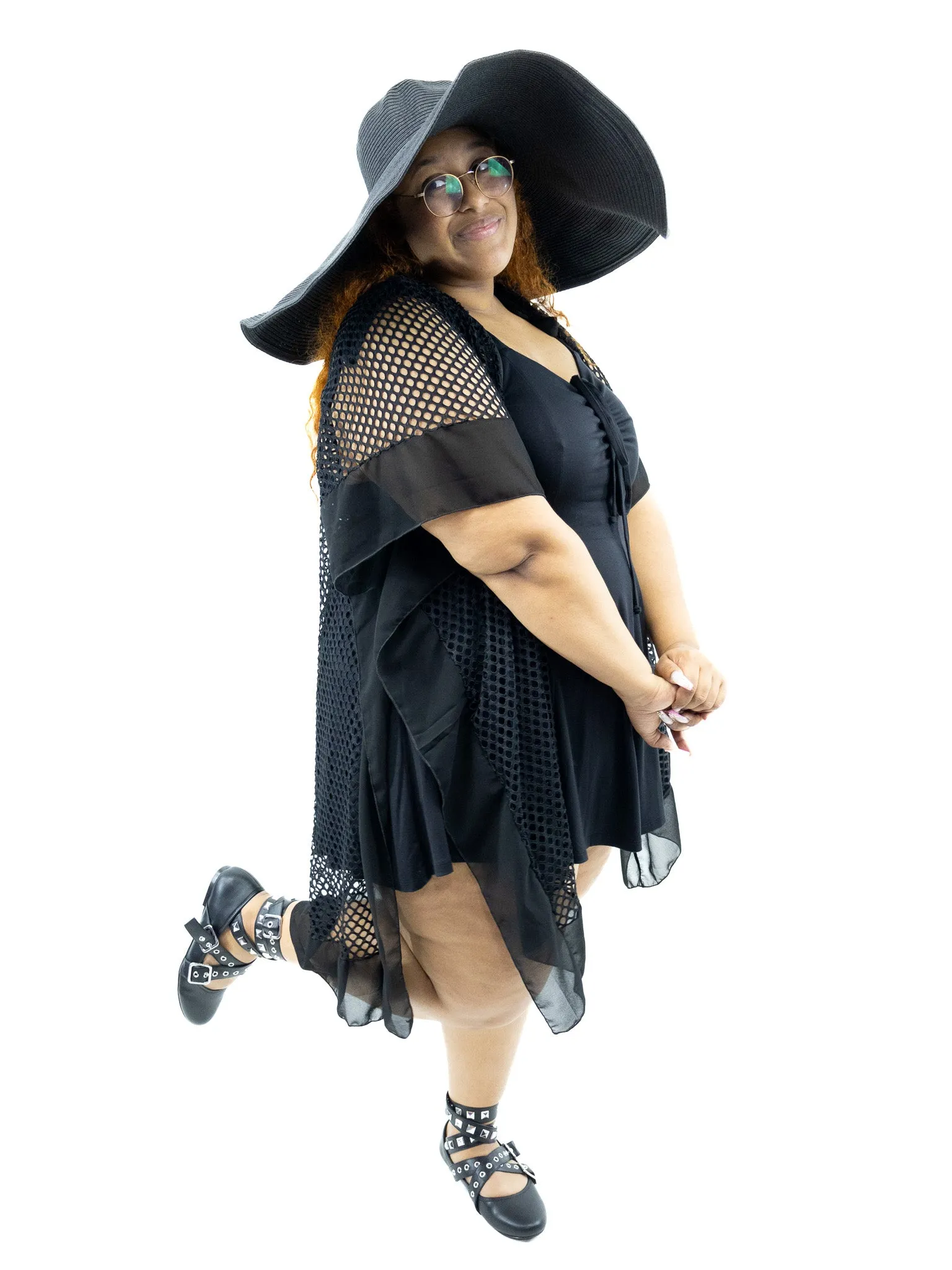 Carmella Fishnet Chiffon Kaftan