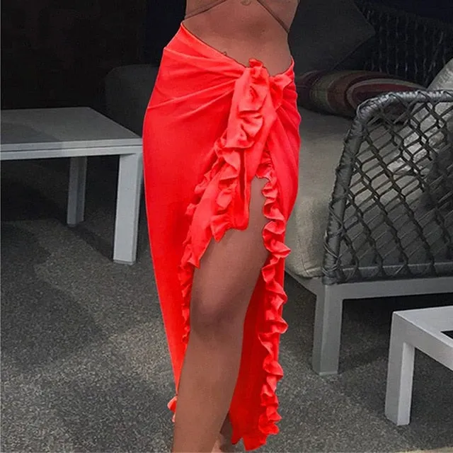 Chiffon See-Through Beach Bikini Cover Up Wrap Scarf-sarong