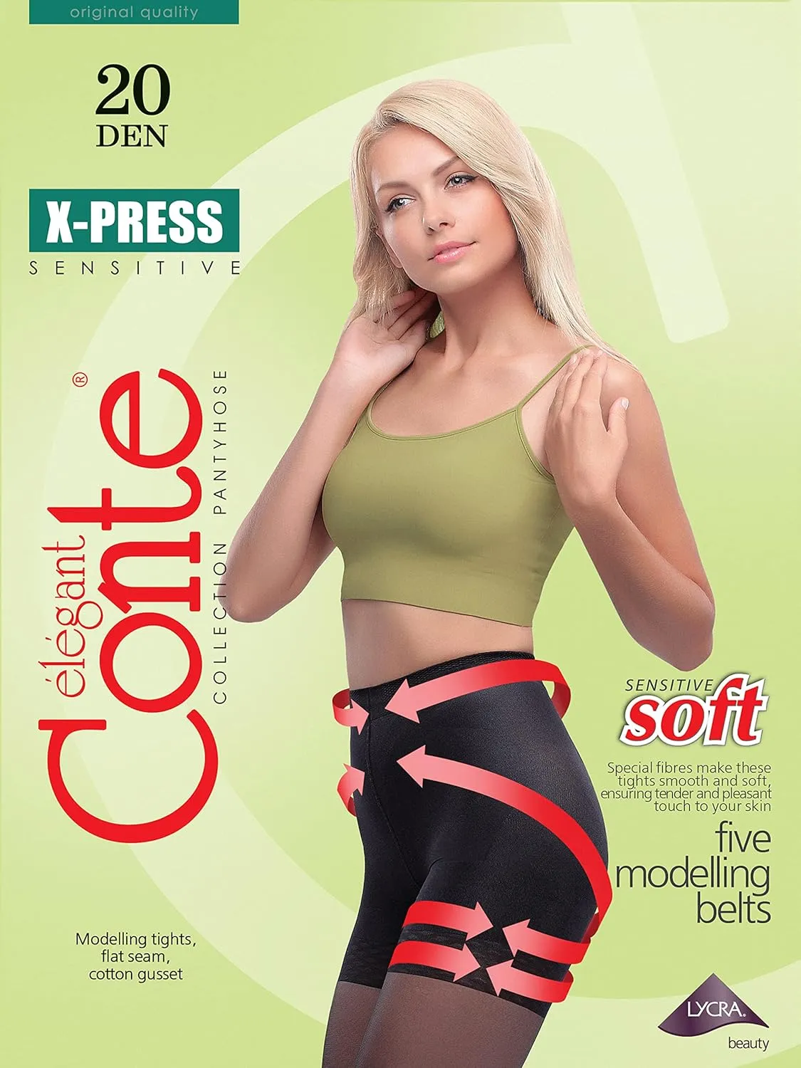 Conte High Waist Control Top Push Up Shaping Sheer Pantyhose Tights X-Press 20 Den