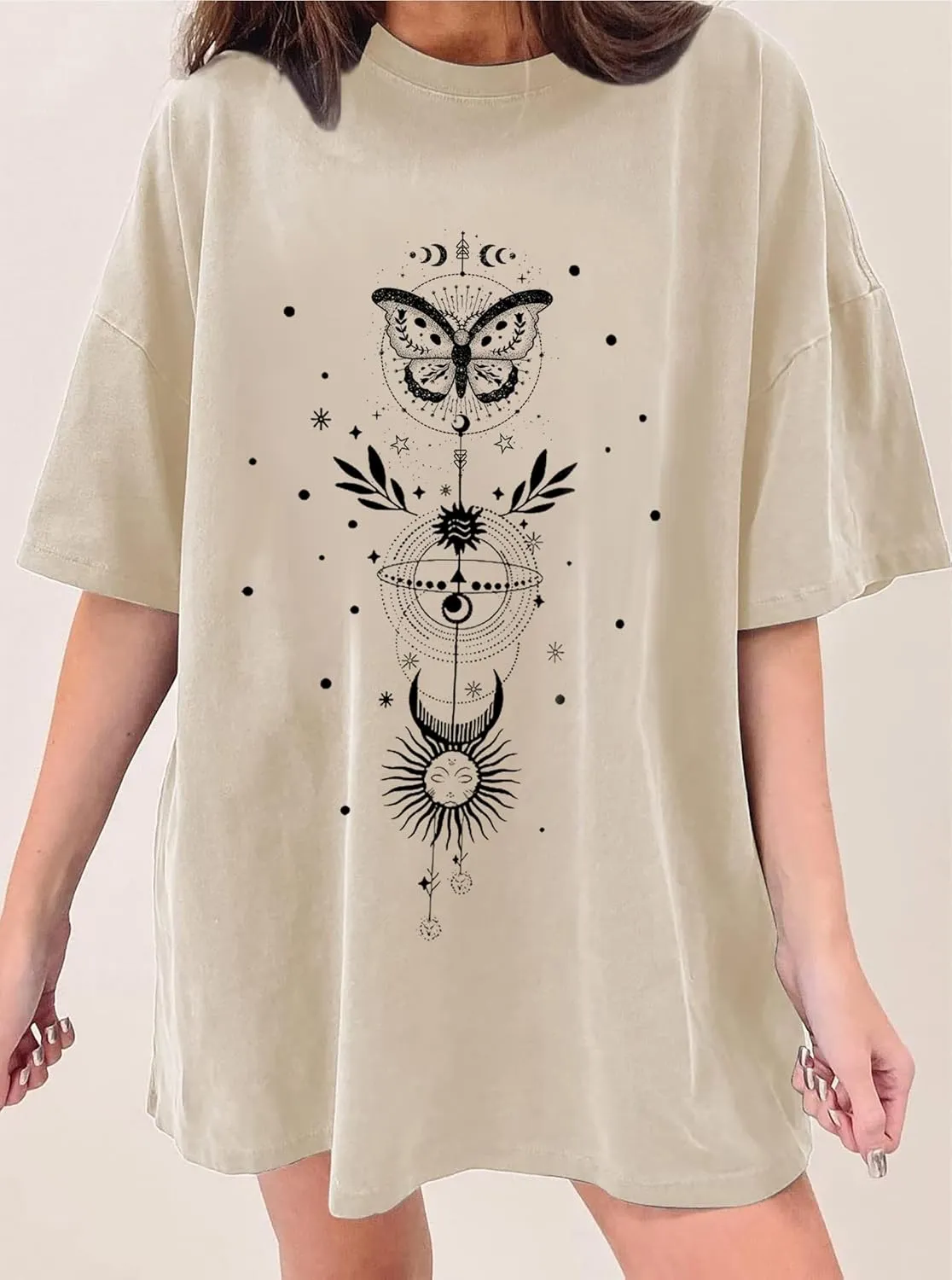 CSDAJIO Women's Casual Short Sleeve Loose Shirt Oversized T-Shirt Trendy Going Out Crew Neck Summer Graphic Tees