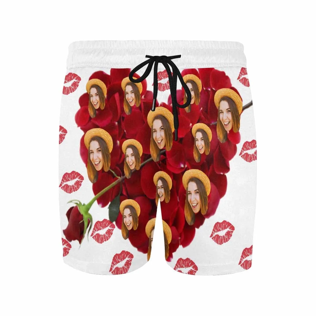 Custom Face Swimming Trunks Kiss You Customized Men's Quick Dry Swim Shorts Personalized Swim Trunks for Anniversary