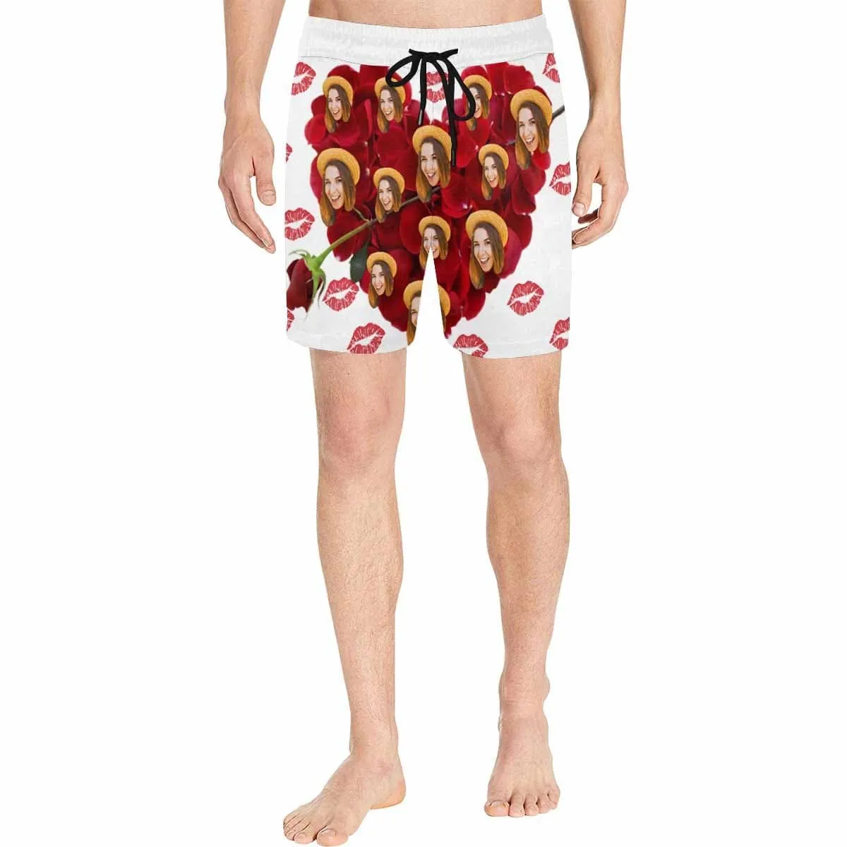 Custom Face Swimming Trunks Kiss You Customized Men's Quick Dry Swim Shorts Personalized Swim Trunks for Anniversary