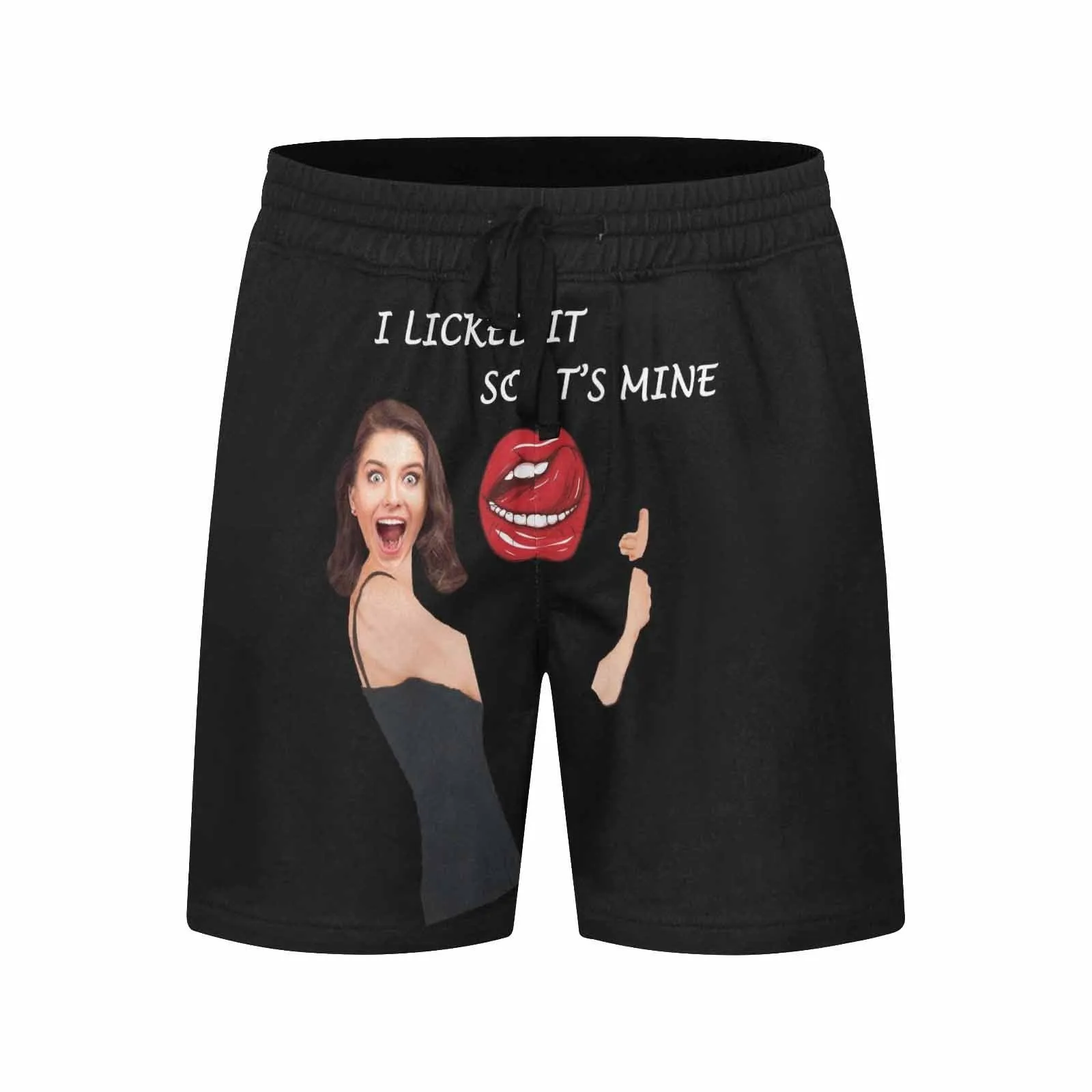 Customized Funny Swim Trunks Personalized Lick It Men's Quick Dry Swim Shorts with Girlfriend's Face