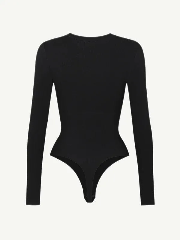 Deep V Neck Tummy Control Thong Shapewear Bodysuit