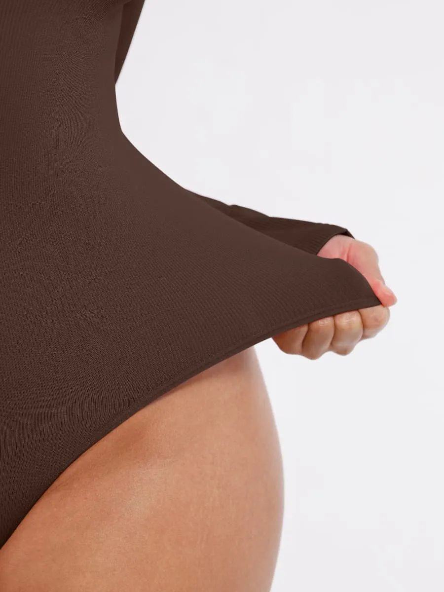 Deep V Neck Tummy Control Thong Shapewear Bodysuit