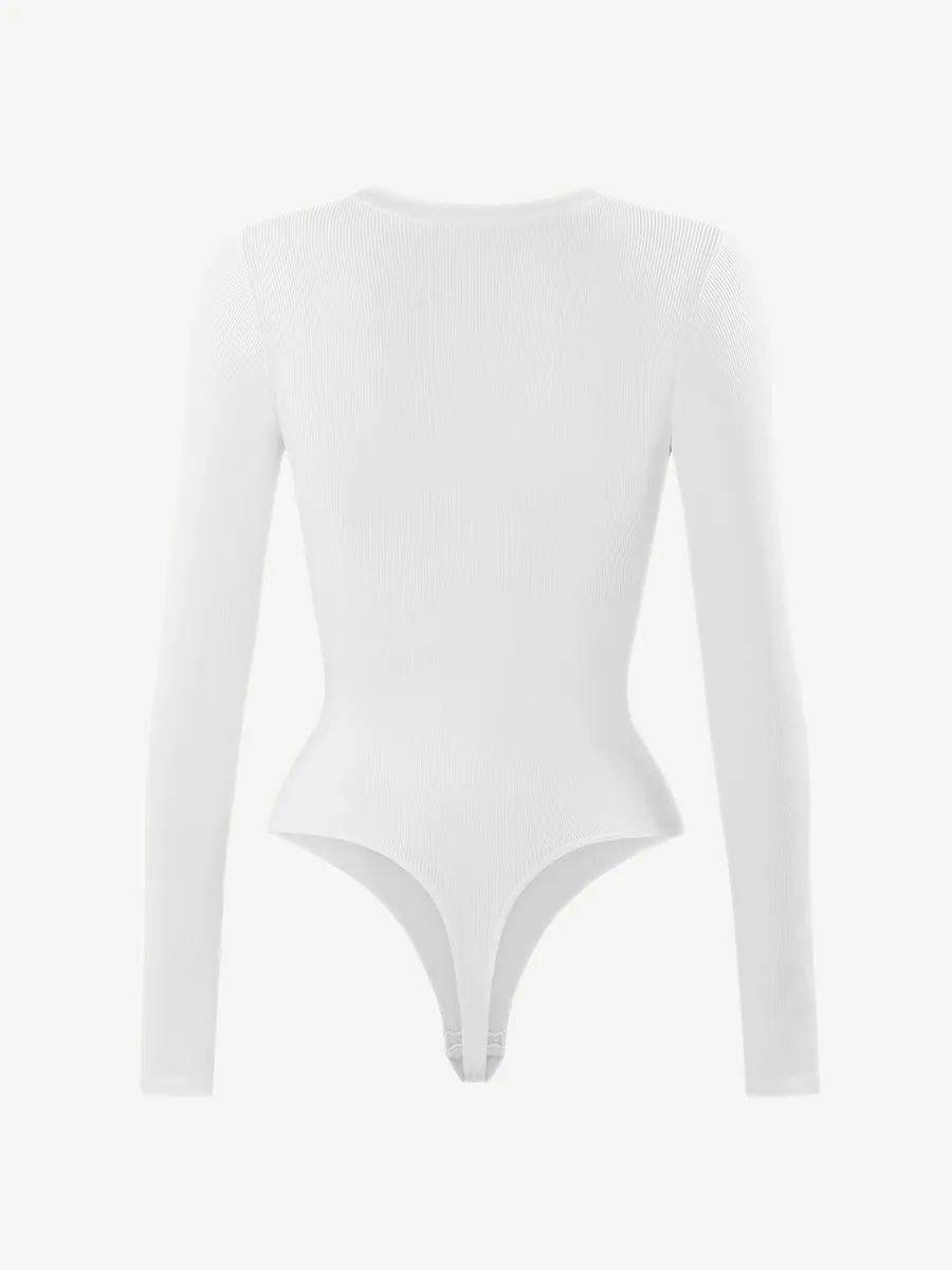 Deep V Neck Tummy Control Thong Shapewear Bodysuit