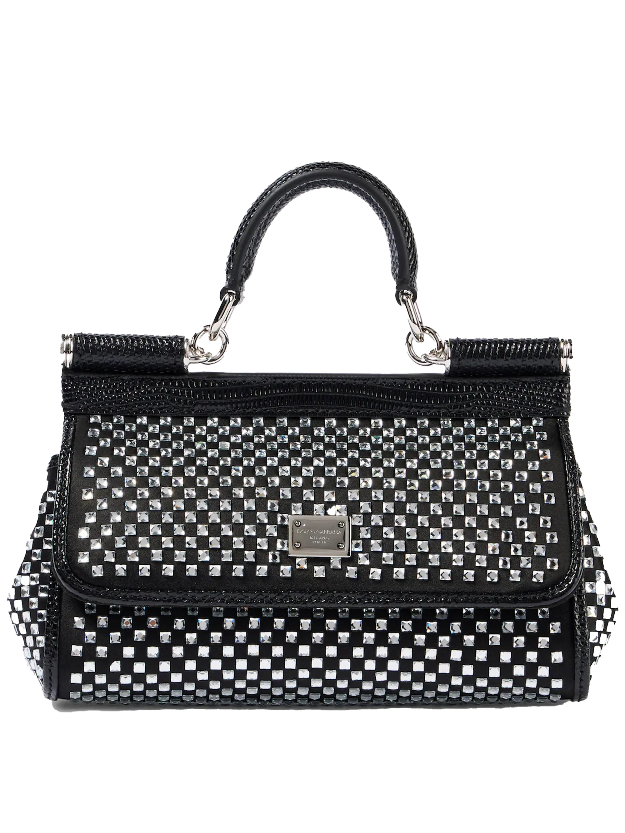 Dolce&Gabbana Sicily Small Embellished Satin Top-Handle Bag