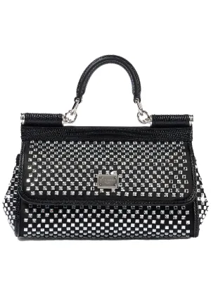 Dolce&Gabbana Sicily Small Embellished Satin Top-Handle Bag