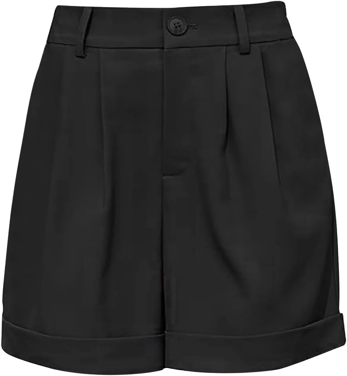 Dress Shorts for Women Dressy Casual Summer Pleated Tailored Back Elastic Waist Wide Legtrouser Shorts with Pockets