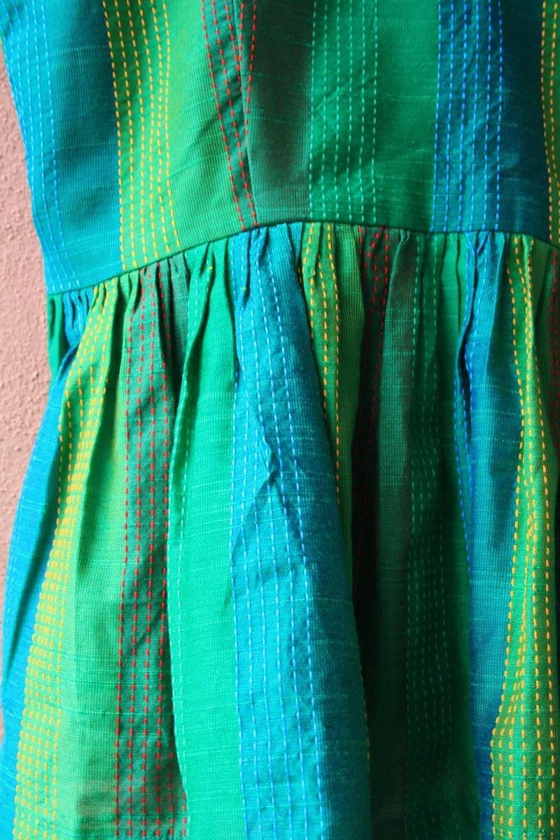 Emerald Green Kantha Work Peplum Top