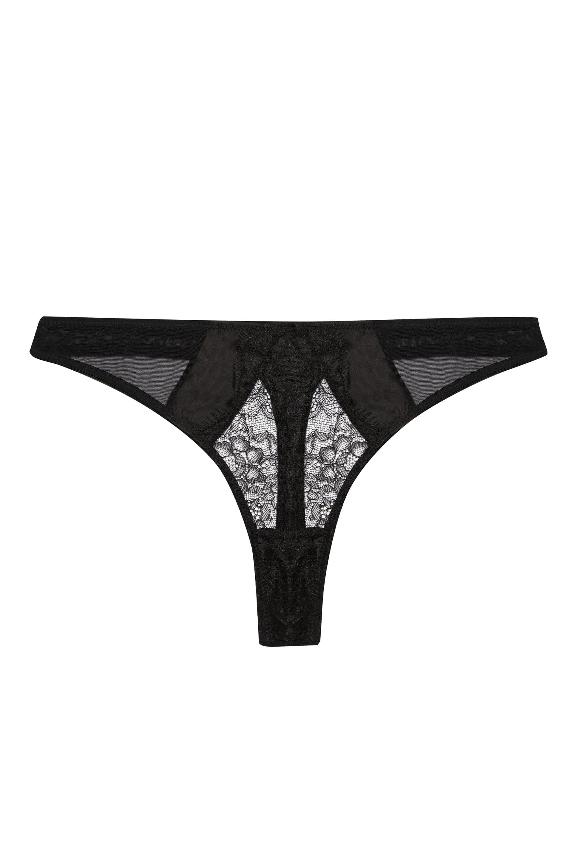 Fabrice Black Lace And Mesh Thong