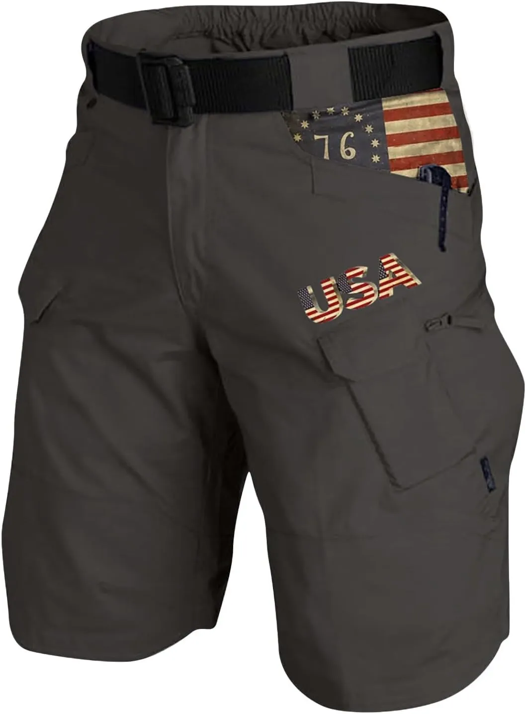 lcyhony Tactical Shorts for Men Lightweight Quick Dry Knee Length Cargo Shorts Casual Print Hiking Pants with Multi Pockets