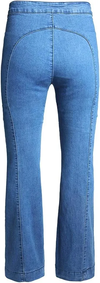 LONGBIDA Women's Bell Bottom High Waisted Pull On Skinny Straight Fit Flare Denim Jeans