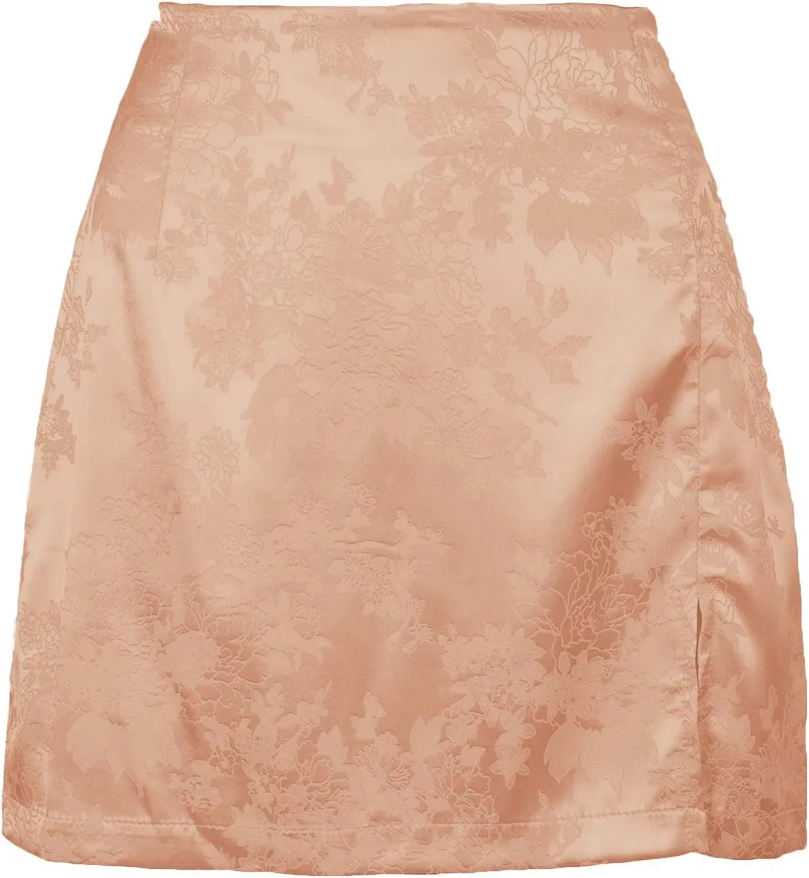 LYANER Women's Elegant Jacquard Side Split Slit Zipper High Waist Mini Short Skirt