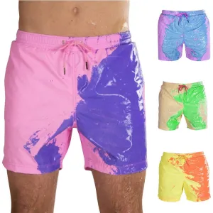 Magical Change Color Beach Shorts Summer Men Swimming Trunks Swimwear Swimsuit Color Changing Beach Shorts Quick Dry Shorts
