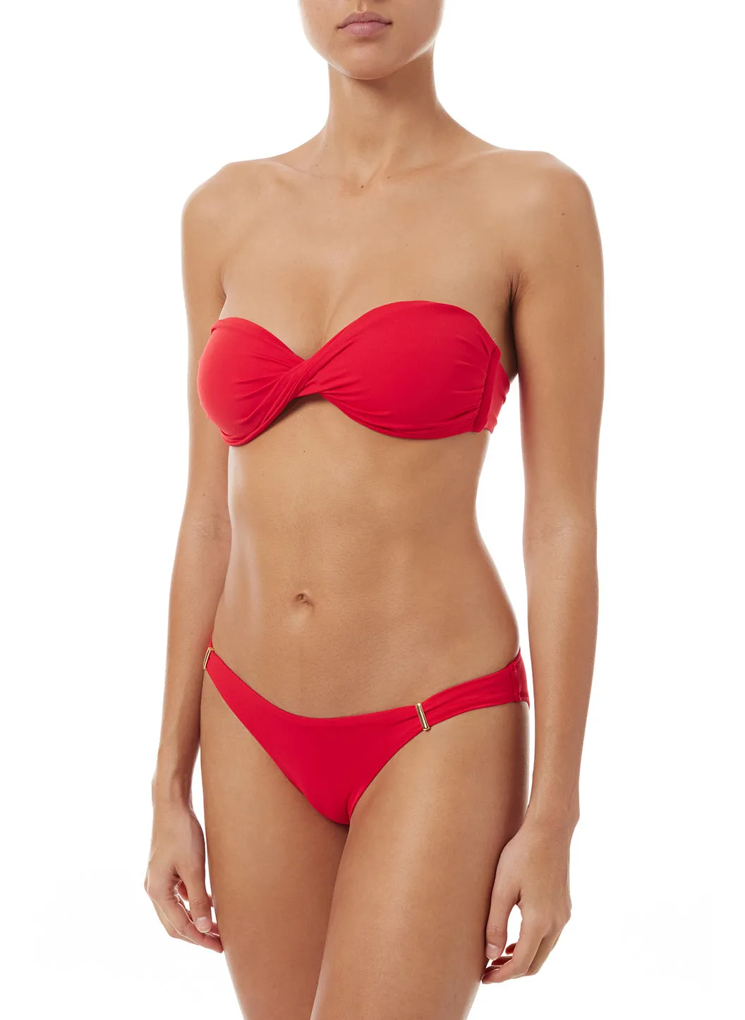 Martinique Red Bandeau Padded Twist Bikini
