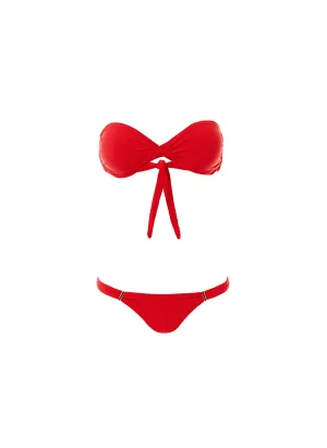 Martinique Red Bandeau Padded Twist Bikini