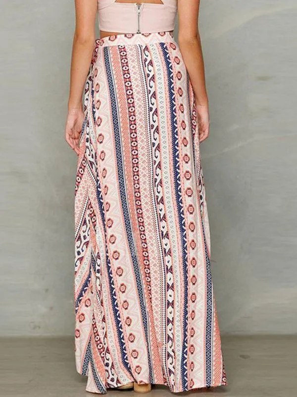 New Bohemia Printing Chiffon Split-side Cover-up Beach Skirt