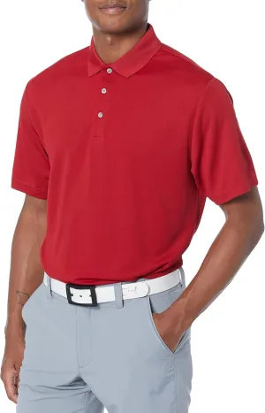PGA TOUR Men's Airflux Solid Mesh Short Sleeve Golf Polo Shirt, Moisture-Wicking, Sun Protection, Ventilated, Classic Fit