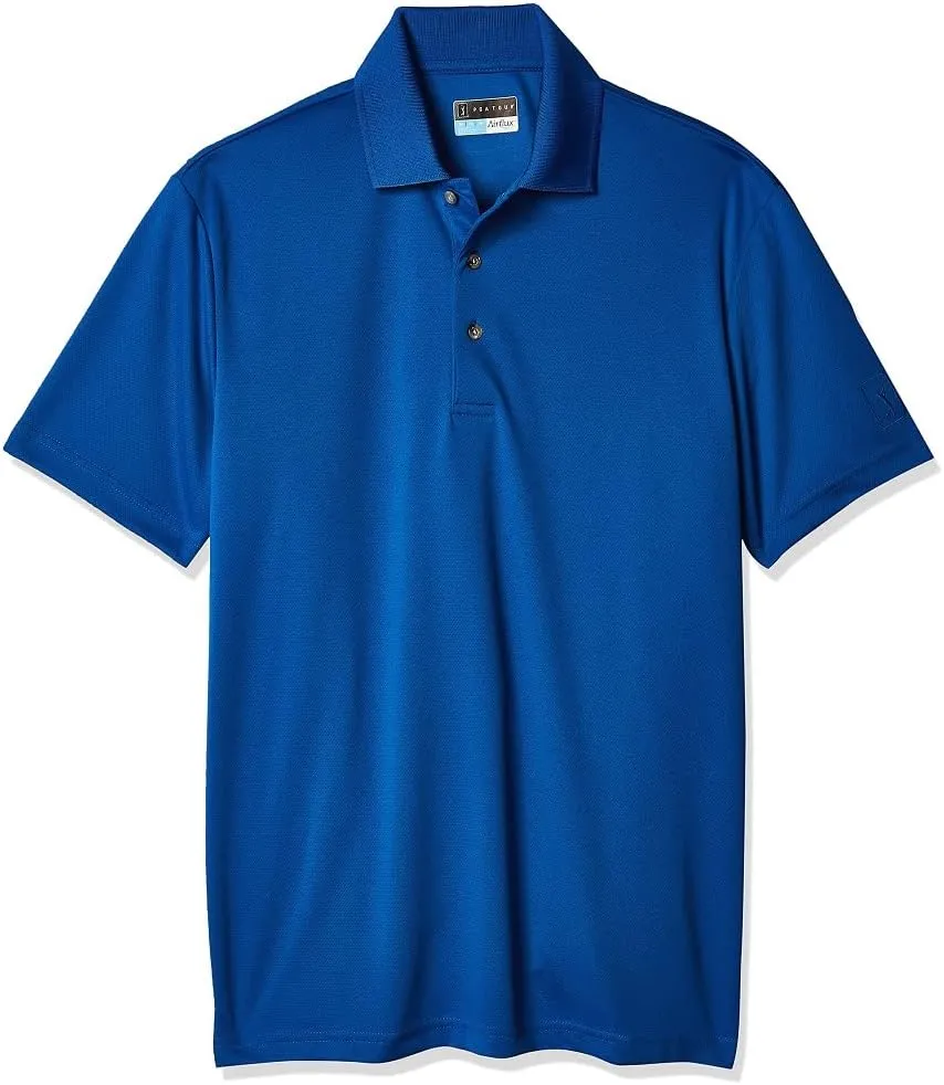 PGA TOUR Men's Airflux Solid Mesh Short Sleeve Golf Polo Shirt, Moisture-Wicking, Sun Protection, Ventilated, Classic Fit