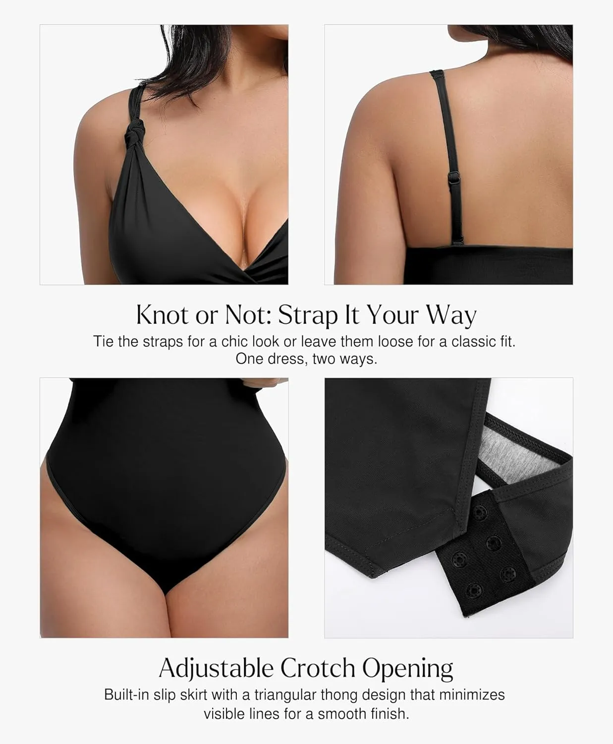 Popilush Mini Dress for Women V Neck Beach Vacation Clothes Summer Party Side Slit Cocktail Dress With Built in Shapewear