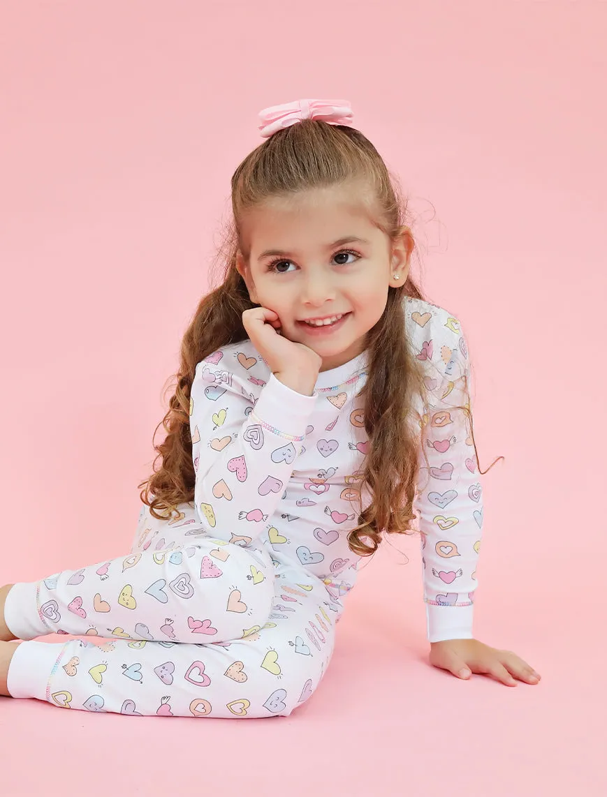 Rainbow Hearts Two-Piece Pajama