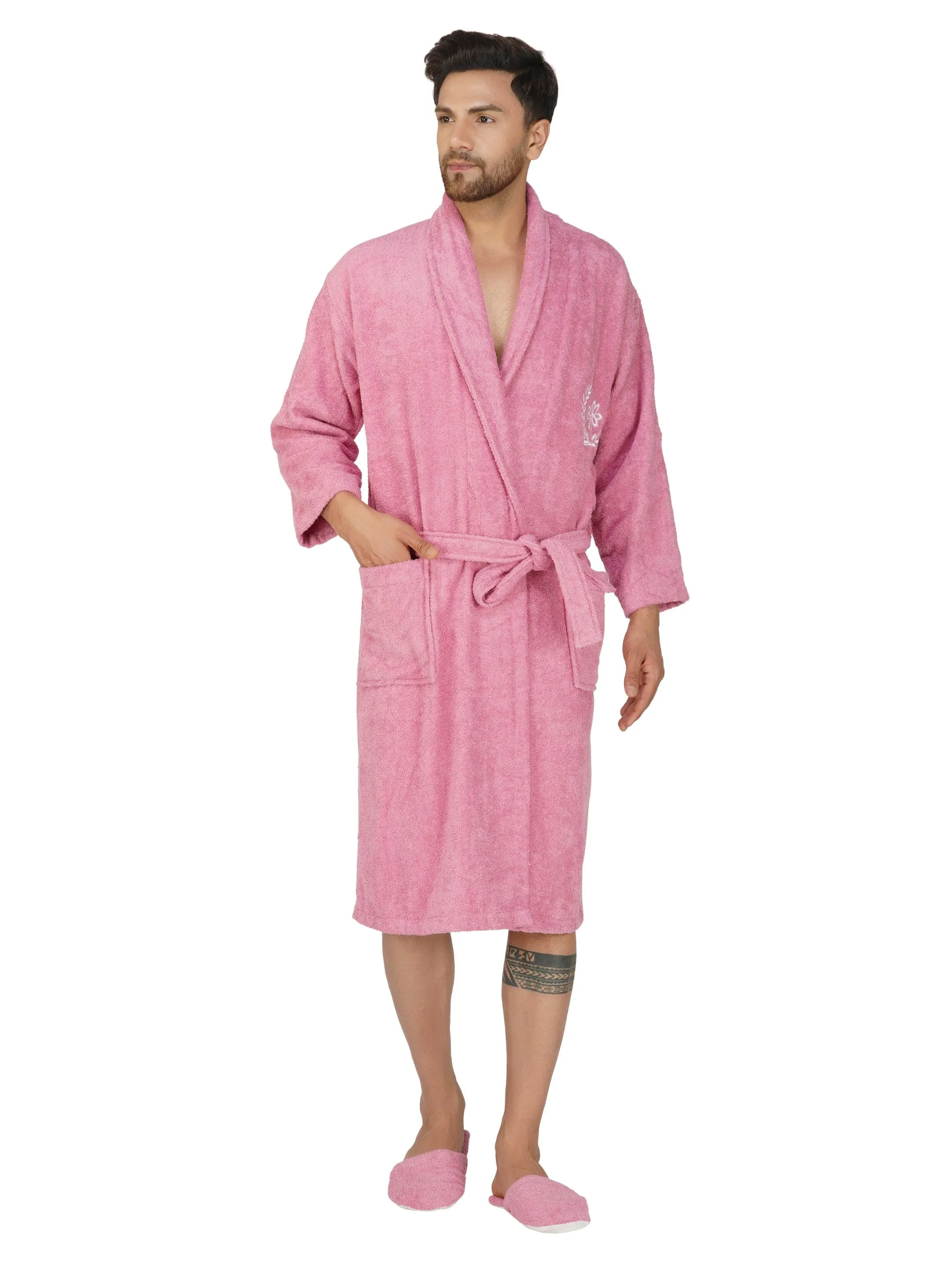 Rangoli Organic Bamboo Bathrobe for Men | Purple