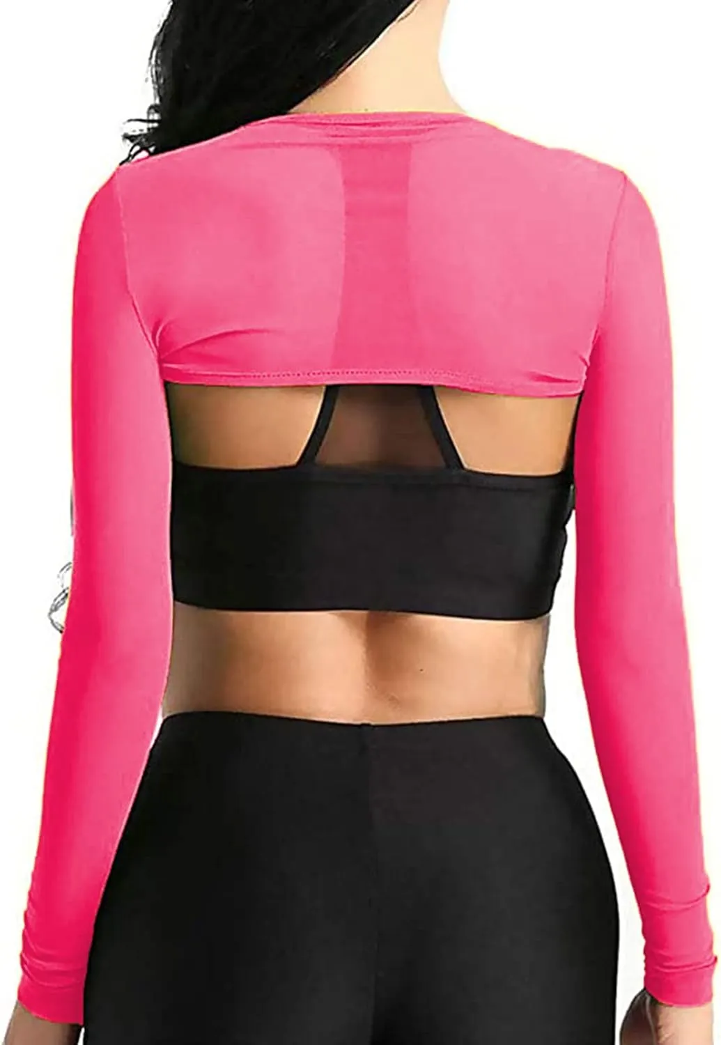 Rave Tops for Women Sheer Mesh Long Sleeve Crop Top See Through Cover Ups with Buckle