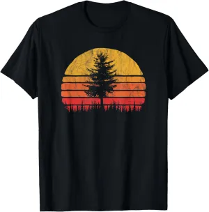Retro Sun Minimalist Pine Tree Vintage Graphic T-Shirt