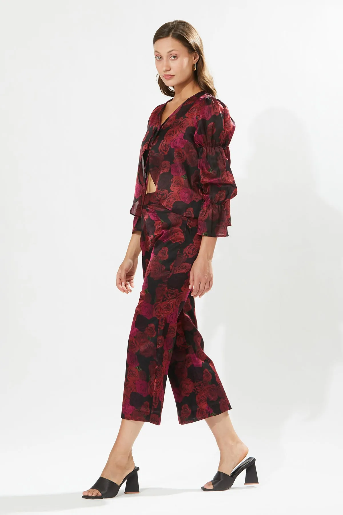 Rosa Printed Red Top