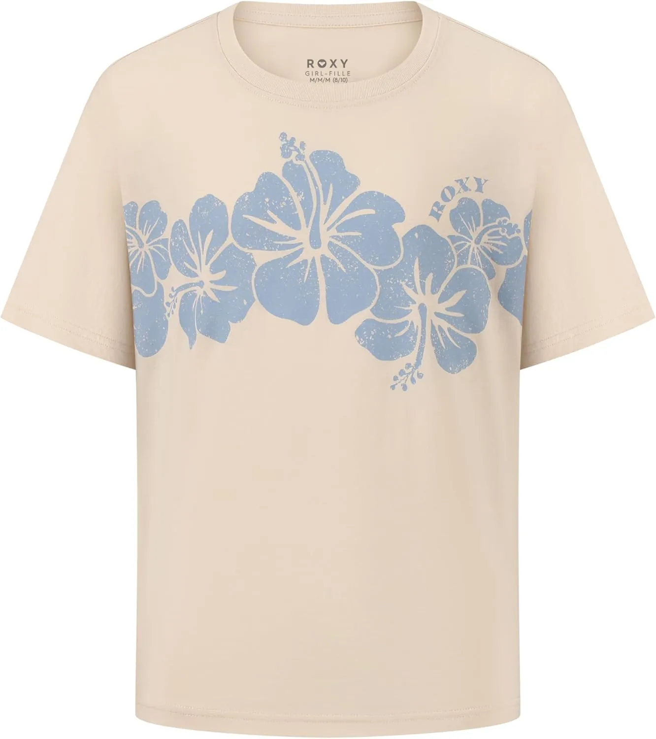 Roxy Girls' Short Sleeve Oversized Fit Logo Tee, Crew Neck Graphic T-Shirt, Soft & Comfortable
