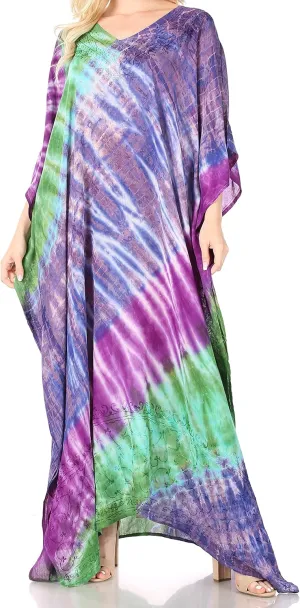 Sakkas Catia Women's Boho Casual Long Maxi Caftan Dress Kaftan Cover-up LougeWear