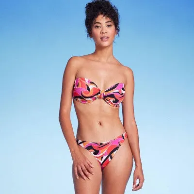 Shade & Shore Women's Bandeau Bikini Top Swimwear Removable Halter Straps,34C