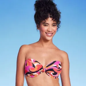 Shade & Shore Women's Bandeau Bikini Top Swimwear Removable Halter Straps,34C