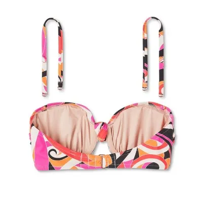 Shade & Shore Women's Bandeau Bikini Top Swimwear Removable Halter Straps,34C