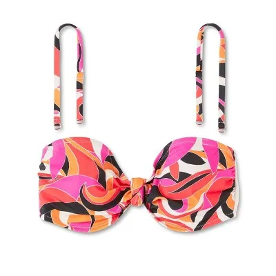 Shade & Shore Women's Bandeau Bikini Top Swimwear Removable Halter Straps,34C