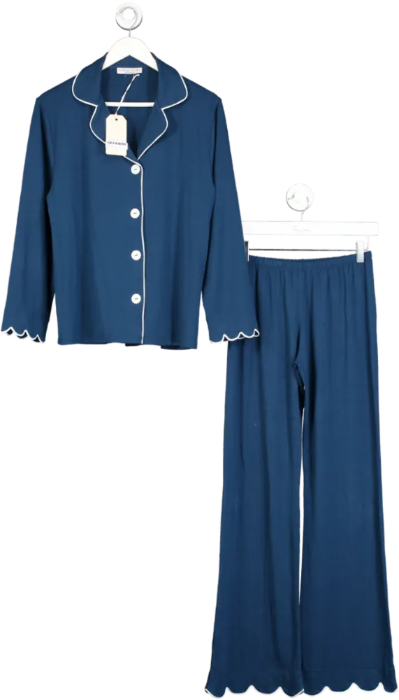 Sinead Keary Blue Scalloped Bamboo Pyjama Set UK 6
