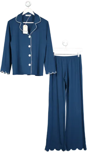 Sinead Keary Blue Scalloped Bamboo Pyjama Set UK 6