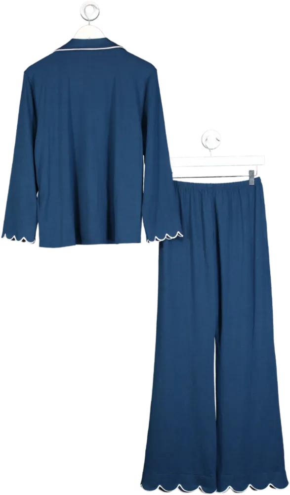 Sinead Keary Blue Scalloped Bamboo Pyjama Set UK 6