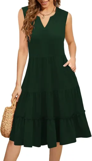 Summer Dresses for Women 2025 Elegant Classy Sleeveless Boho Midi Sun Dress Spring Break Travel Beach Vacation Clothes