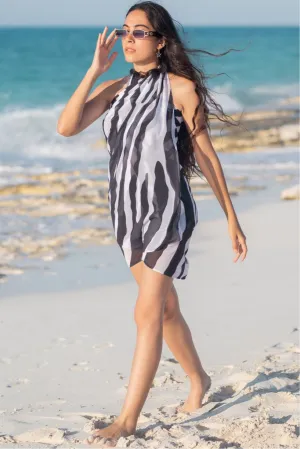 Tribal chiffon Beach Cover Up - black